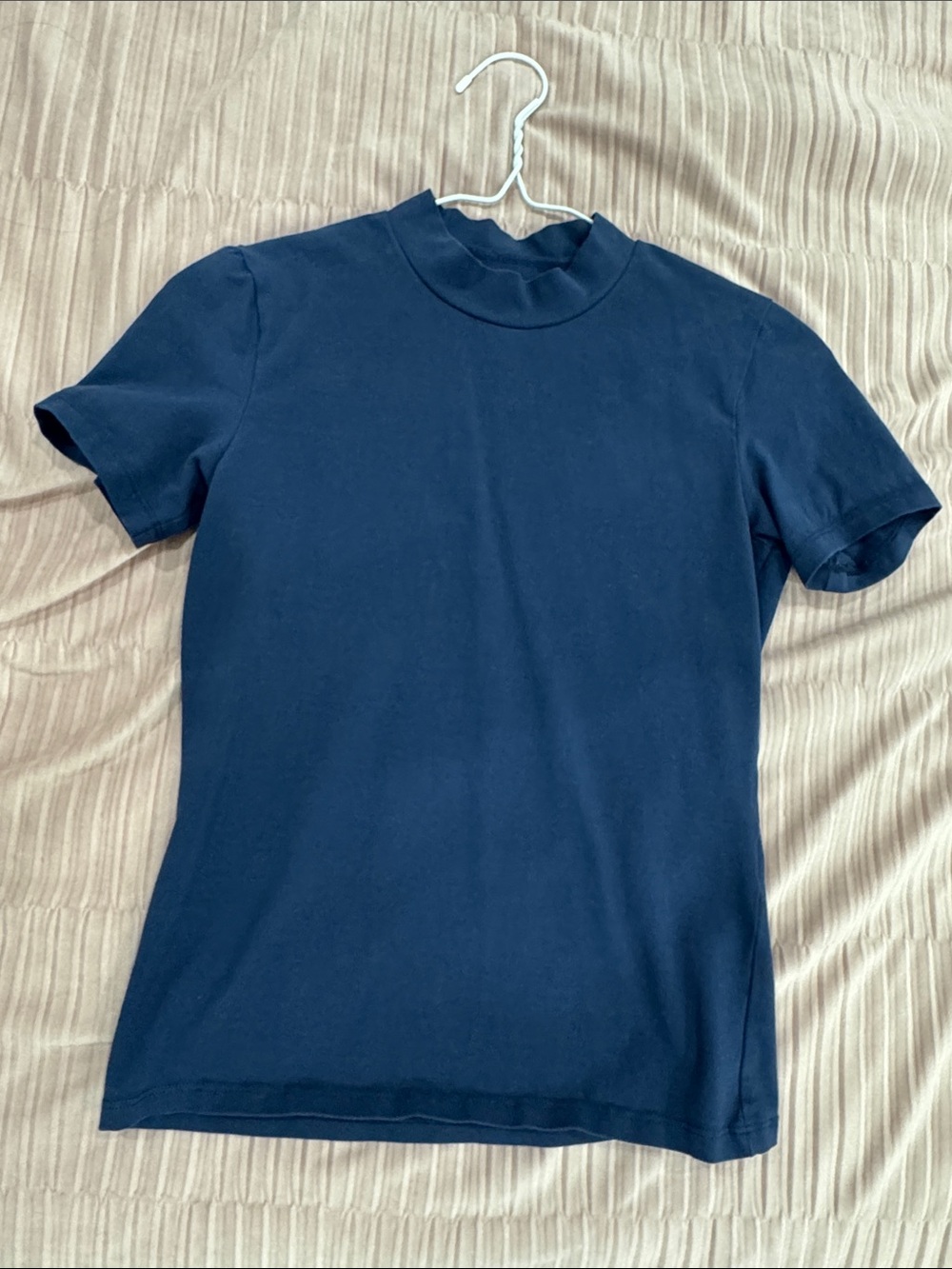 Navy Mock Neck Short Sleeve Tee